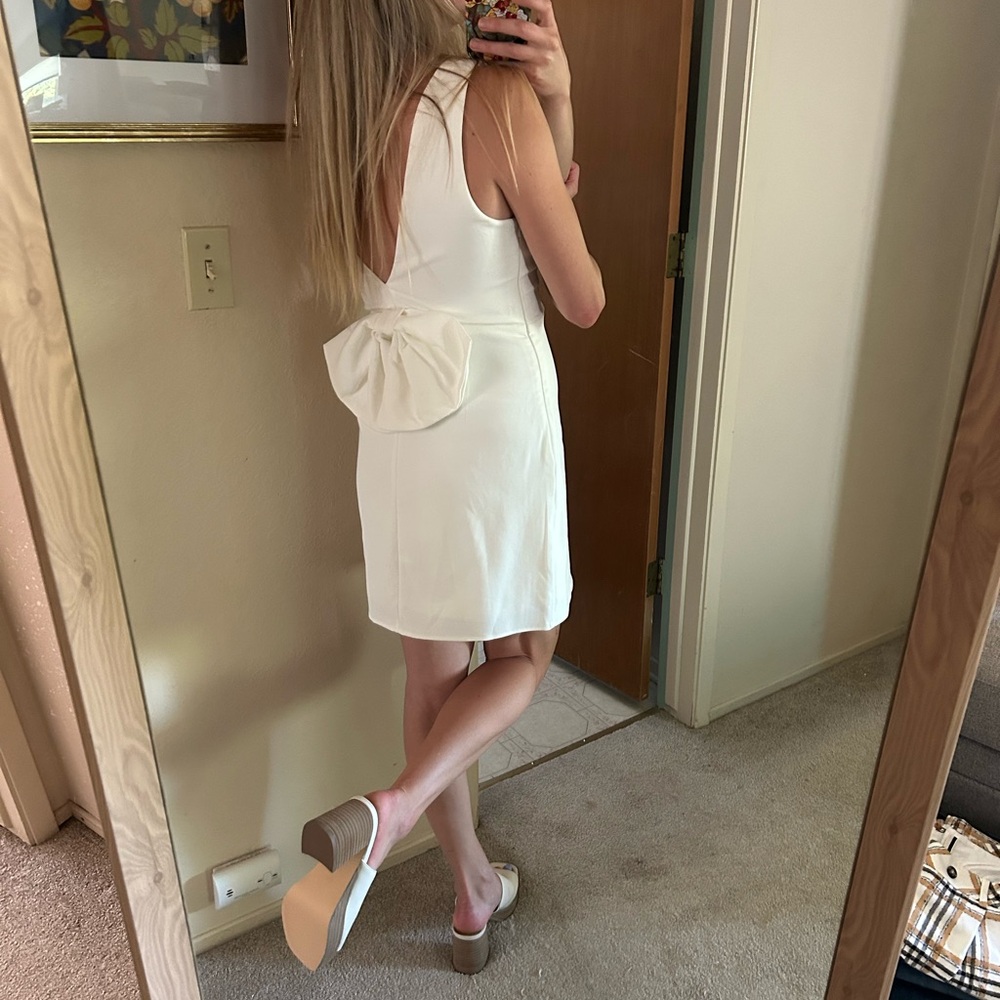 NWOT Lulu's White Mini Dress with Bow